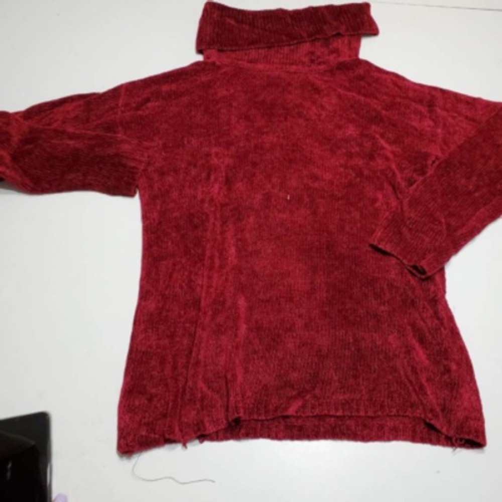 August Silk Womens Pullover Sweater Red Long Sleeve Turtleneck M